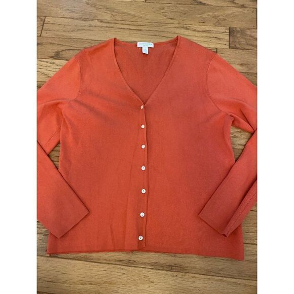 Charter Club, women's orange button front silk blend cardigan size PL - Picture 1 of 8